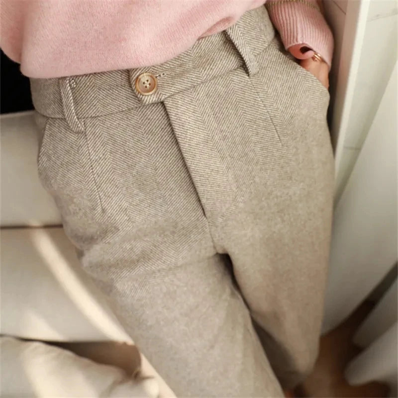 Woolen Pants Women'S Harem Pencil Pants 